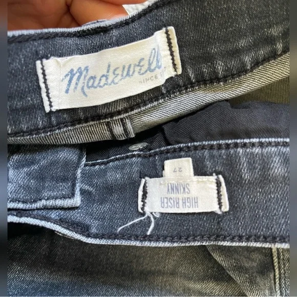 Madewell Gray High Riser Skinny Jeans with Distressed Details - Picture 3 of 3
